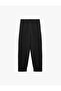 High Waist Ribbed Comfortable Fit Three Thread Ribbed Barrel Sweatpants with Pockets