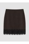 Alita City Farkıyla Soulife Brown Plain Mini Women's Skirt - 3