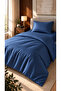 Premium Striped Cotton Satin Single Duvet Cover Set |   Pillowcase and Sheet Included |   Navy Blue - 6