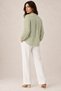 Women's Olive Green V-Neck Buttoned Long Sleeve Textured Blouse Shirt New Season - 4