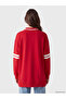 Alita City Farkıyla Lcw Modest Red 3 Thread Printed Oversize Women's Sweatshirt Tunic - 4