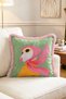 Cute Dog Figured Tufted Throw Pillow Cover with Glasses and Pink Scarf - 2