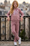 Girl's "Wildflower Bear" Premium Oysho Fabric Hooded Tracksuit Set - 7