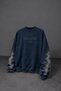 Men's Navy Blue Black Marble Special Washed Oversize Sweatshirt - 4