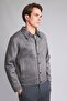Regular Fit Polo Collar Suede Coat with Snap Fasteners and Stitching Detail H2730Ax26Au - 3