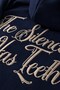 Men's Navy Blue Silence Patch Embroidery Oversize Hoodie - 6