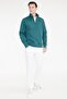Men's Dark Green Standard Fit Regular Cut Fleece Inside Bato Collar Cotton Sweatshirt - 2