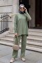 Round Neck Oversize Lycra Combed Cotton Suit with Long Pants and Pockets on the Back - Green - 3