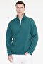 Men's Dark Green Standard Fit Regular Cut Fleece Inside Bato Collar Cotton Sweatshirt