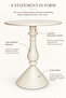 Ivory white classic round sculpted side table, sofa corner table, coffee corner table, 40*58 cm - 3