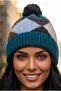 Women's Pompom Folded Patterned Knitwear Winter Beanie - 7