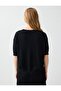 Black Crew Neck Elbow Sleeve Basic Knit Sweater - 6