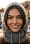 Women's Lace-Up Hooded Knitwear Balaklava Winter Neck Warmer Beanie