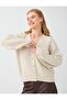Off-White Knitted Detailed V-Neck Knitwear Cardigan - 3