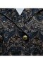 Shirt Collar Mixed Pattern Buttoned Front Quilted Jacket -Indigo - 6