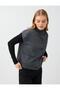 Anthracite High Collar Straight Cut Wool Blend Knitwear Vest - 2