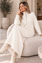 Zippered Collar Knitwear Dress K3055 Ecru - 3