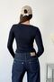 Women's U-Neck Long Sleeve Basic Body Navy Blue - 27K 25161 - 5
