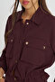 Women's Drawstring Waist Double Pocket Flowy Solid Color Jacket - 4