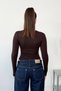 Women's V-Neck Lace Snap-On Bodysuit Brown - 27K 2578 - 4