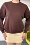 Women's Crew Neck Sweatshirt with Shoulder Stitching Detail Brown - 27K 2725 - 2