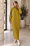 Zippered Collar Knitwear Dress K3055 Oil Green
