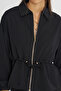 Women's Zippered, Laced Waist, Flowy Solid Color Jacket - 4