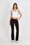 Women's Folded Waist Brown Spanish Leggings - H5989 - 4