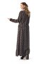 Long Sleeve Eleni Flannel Violet Pattern Winter Long Dress Black Syh - 2