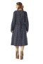 Long Sleeve Feriha Crew Neck Violet Pattern Buttoned Winter Flannel Midi Length Dress Navy Blue Lcvt - 2