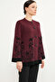 Fully Buttoned Thick Knitwear Jacket - Burgundy - 2