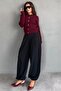 Burgundy Crew Neck Knitted Patterned Women's Cardigan Mg2899 - 3