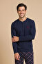 5800 Interlock Winter Fabric Plaid Pajama Men's Home Pajama Set - 4