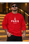 Men's Eiffel Tower Illustration and Paris France Printed Crew Neck Casual Regular Fit Sweatshirt