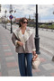 Double-Sided Shawl Detailed Plaid Pattern Jacket - 8637 - 4