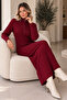 Zippered Collar Knitwear Dress K3055 Claret Red - 3