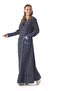 Long Sleeve Eleni Flannel Violet Pattern Winter Long Dress Navy Blue Lcvt - 6
