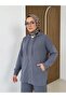 Pocket Detailed Zippered Hooded Set-Anthracite - 3