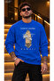 Men's Surfboard and Palm Tree Graphic Detailed Crew Neck Casual Regular Fit Sweatshirt