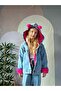 Girl's winter denim jacket with plush inside - 6