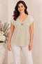 Women's Italian Lace Back Heart Front Satin Short Sleeve Blouse 38-44