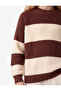 Long Sleeve Crew Neck Striped Sweater - 4