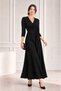 Women's Three Quarter Sleeve Double Breasted Collar Waist Tie Long Casual Dress - 4