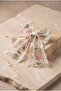 Flower Embroidered Tulle Bow Automatic Buckle Ecru - 2