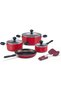 Value Pack Non-Stick Cookware sets 9 Pcs | Non Stick Aluminium Pots and Pans Cooking Set | Soup Pots Set | Frying Pan Set | PR22430 - Red
