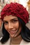 Women's Floral Motif Embossed Knitted Knitwear Winter Beanie - 4