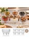 Rawan Set of 6 Glass Snack Bowls with Feet – Transparent Presentation Bowl with Embossed Pattern