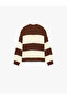 Long Sleeve Crew Neck Striped Sweater - 5