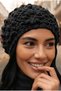Women's Floral Motif Embossed Knitted Knitwear Winter Beanie