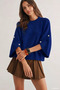 Saksmavi Gülseli Crew Neck Sweater with Cufflinks Detail - 5